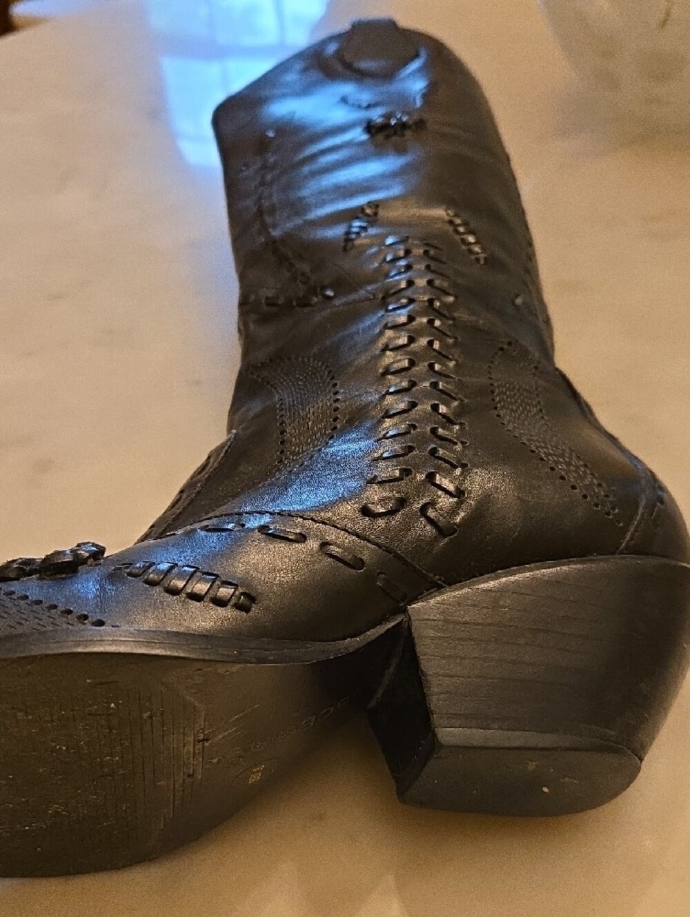 BCBGirls Black Leather  Boots with Side Zip - Picture 9 of 12